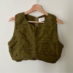 DISSH Olive Silk Blend Crop Top AU 12 US 8